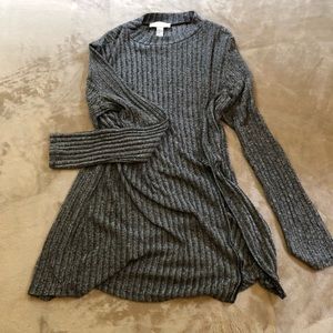 Forever 21 Ribbed Gray Mock Neck Top